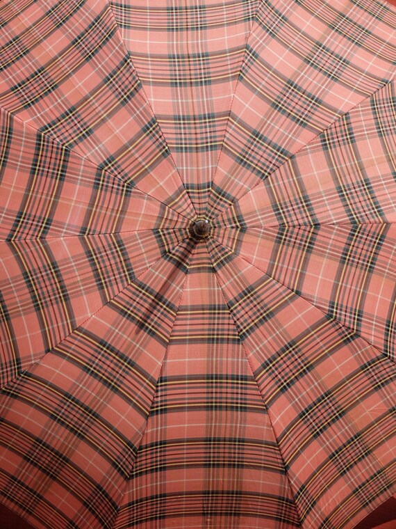 Vintage Umbrella / Pink Umbrella / Plaid Umbrella
