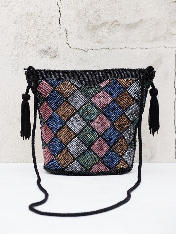Vintage Evening Bag / Crossbody Bag / Beaded Bag /