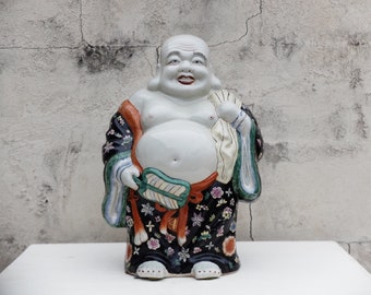 Large Ceramic Buddha Statue: Meditation Garden Decor (16" x 11" x 7")