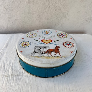 Vintage Tin / Pennsylvania Dutch / Vintage Tins / Decorative Tin / Collectible Tin / Round Tin / Vintage Round Tin / Metal Tin / Metal Tins