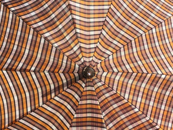 Vintage Umbrella / Plaid Umbrella / Orange Umbrell
