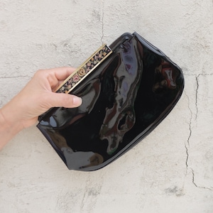 Clutch Bag / Patent Leather Bag / Embroidered Clutch / Black Clutch / Embroidered Bag / Clutch Purse / Evening Clutch / Patent Leather