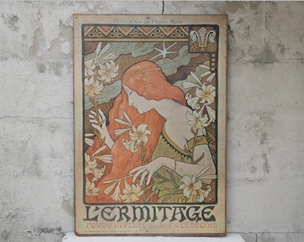Vintage L'Ermitage Art Nouveau Poster by Paul Berthon