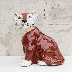 Tiger Sculpture / Tiger Figurine / Ceramic Animal / Boho Decor / Garden Decor / Animal Sculpture / Jungalow / Ceramic Tiger / Tiger Statue
