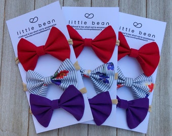 Striped Botanical Trio | nylon headband or alligator clip bow |  infant to all ages