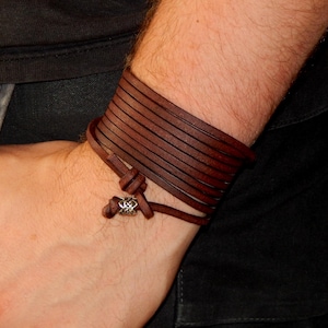 Celtic leather bracelet made of high-quality leather, wrap bracelet 2 meters long, can be worn wide, soft leather, surfer bracelet, unisex, 45