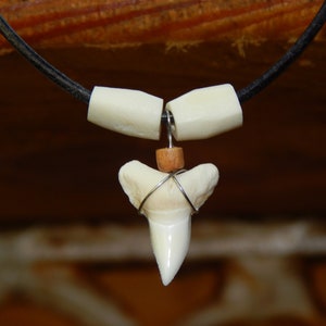 echte Haizahnkette aus hochwertigem Leder mit Knochenperlen,Surferkette,Lederkette,handmade,Halskette 17