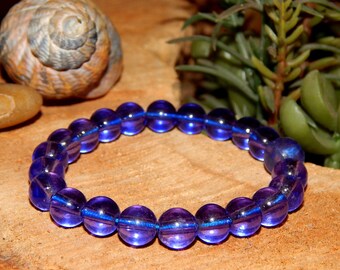 purple glass bead bracelet,elastic,purple,violet,glass beads,