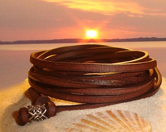 keltisches Lederarmband aus hochwertigem Leder, Wickelarmband 2 Meter lang,kann breit getragen werden,weiches Leder