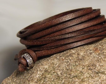 High-quality wrap bracelet in Celtic style, soft leather
