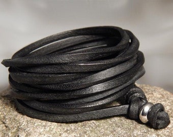 high-quality wrap bracelet made of soft leather - extra wide