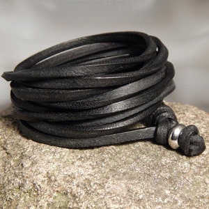 high-quality wrap bracelet made of soft leather, extra wide, leather bracelet, surfer bracelet, men&#39;s bracelet, women&#39;s jewelry, black, brown, natural 34