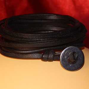 LEATHER BRACELET with metal clasp, soft leather, surfer bracelet, wrap bracelet, genuine leather, men, women, 35