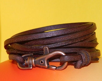 Surfer Armband aus hochwertigem Leder / Karabiner, weiches Leder