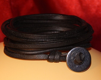 LEATHER BRACELET with metal clasp, soft leather, surfer bracelet, wrap bracelet, genuine leather, men, women, unisex, black, brown, natural 35