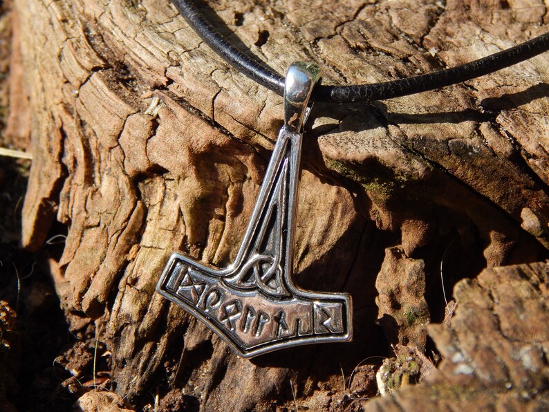 Thor's hammer with inscription in runes Etsy