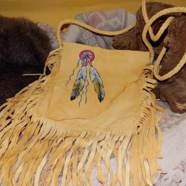 indianische Hirschleder Tasche mit Fransen
