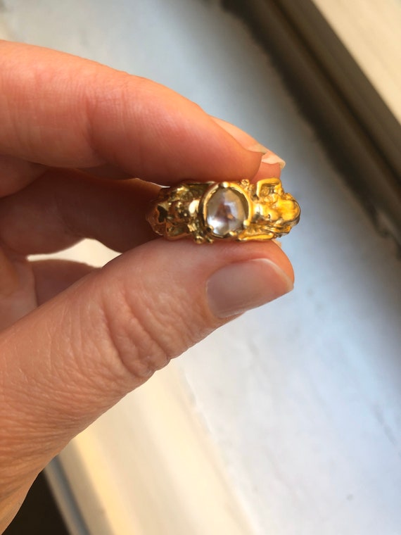 Bague Art Nouveau or jaune et diamant