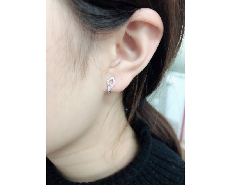 Hoops And Huggies Earrings Gifts Love Solid Real Natural Diamond Earrings 14K White Gold 0.22CT Fancy Daily Wear Earrings Diamond Huggies