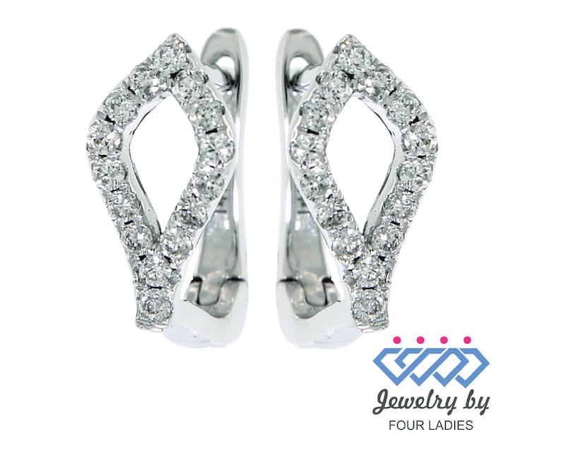 Hoops And Huggies Earrings Gifts Love Solid Real Natural Diamond Earrings 14K White Gold 0.22CT Fancy Daily Wear Earrings Diamond Huggies