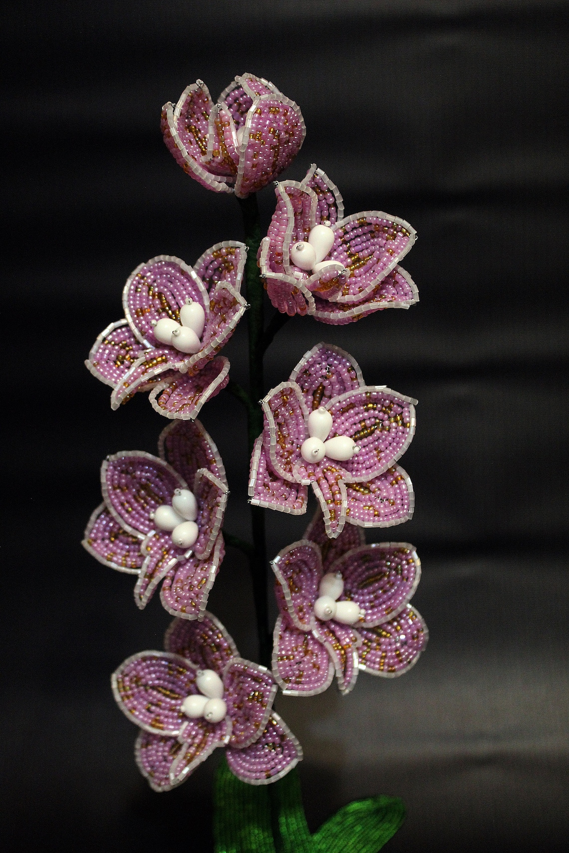 Beaded orchid French beaded flower beaded flower orchid Etsy
