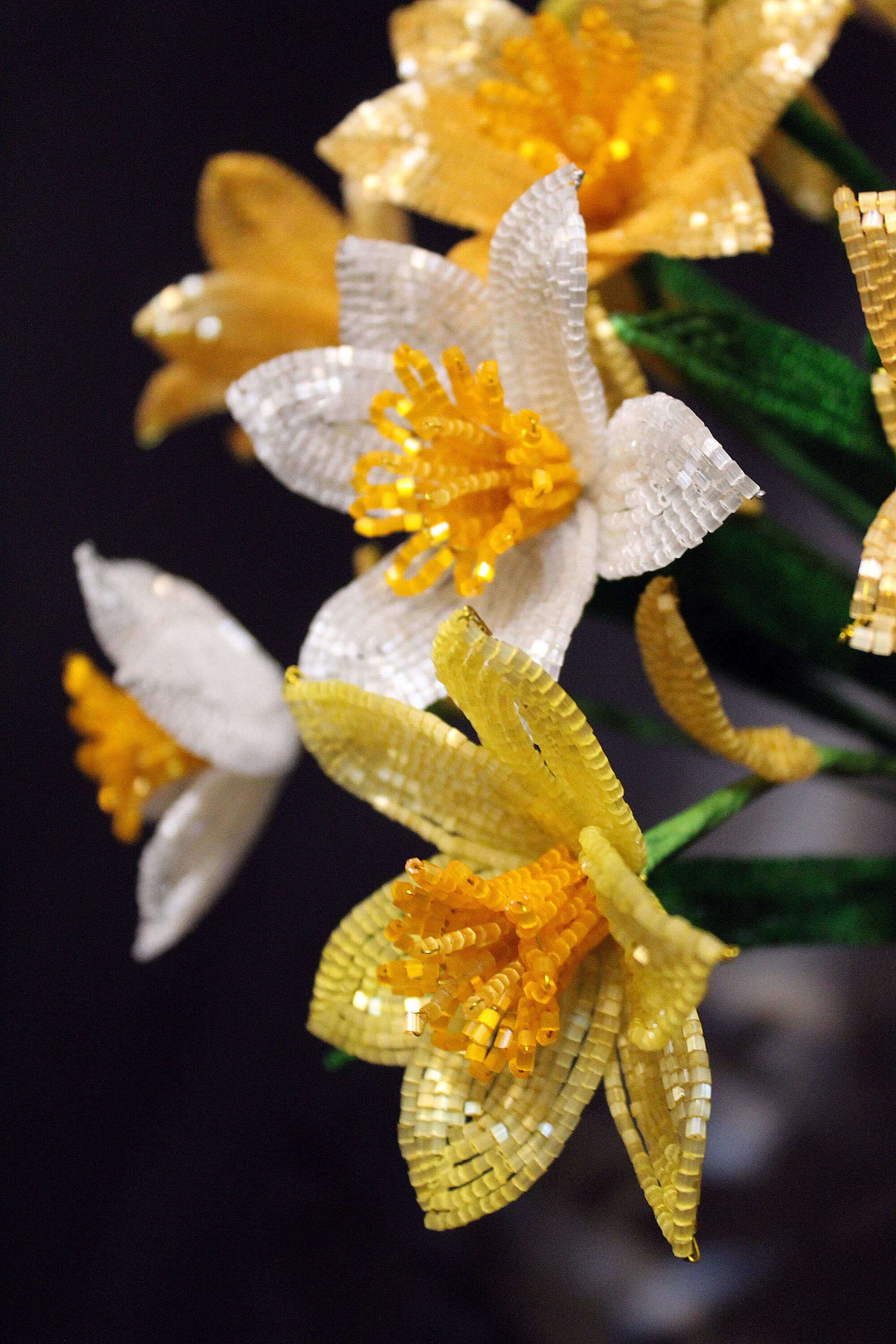 Daffodils Spring Flowers Beaded Flowers French Beaded Etsy