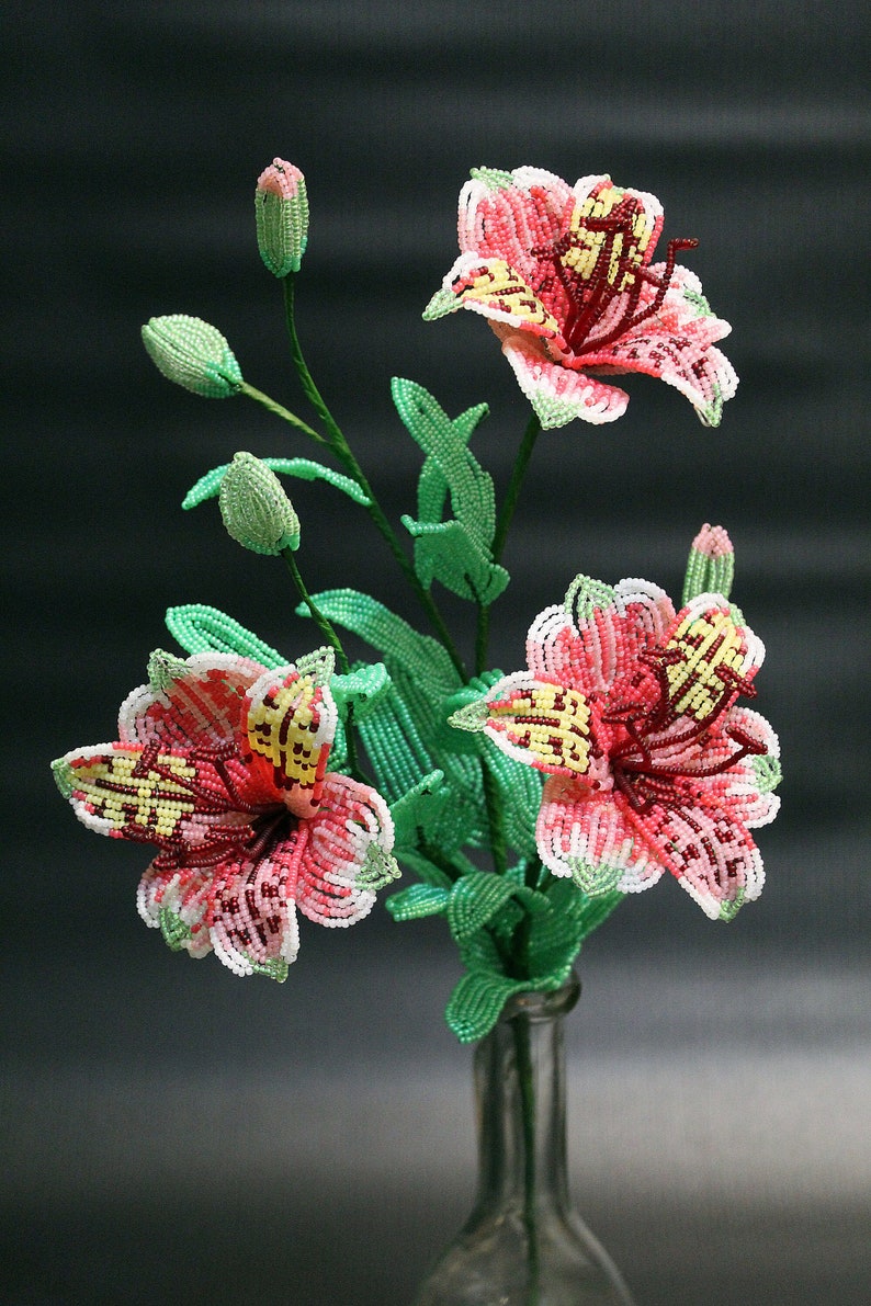 Alstroemeria French Beaded Flower Beaded Flowers Beaded Etsy