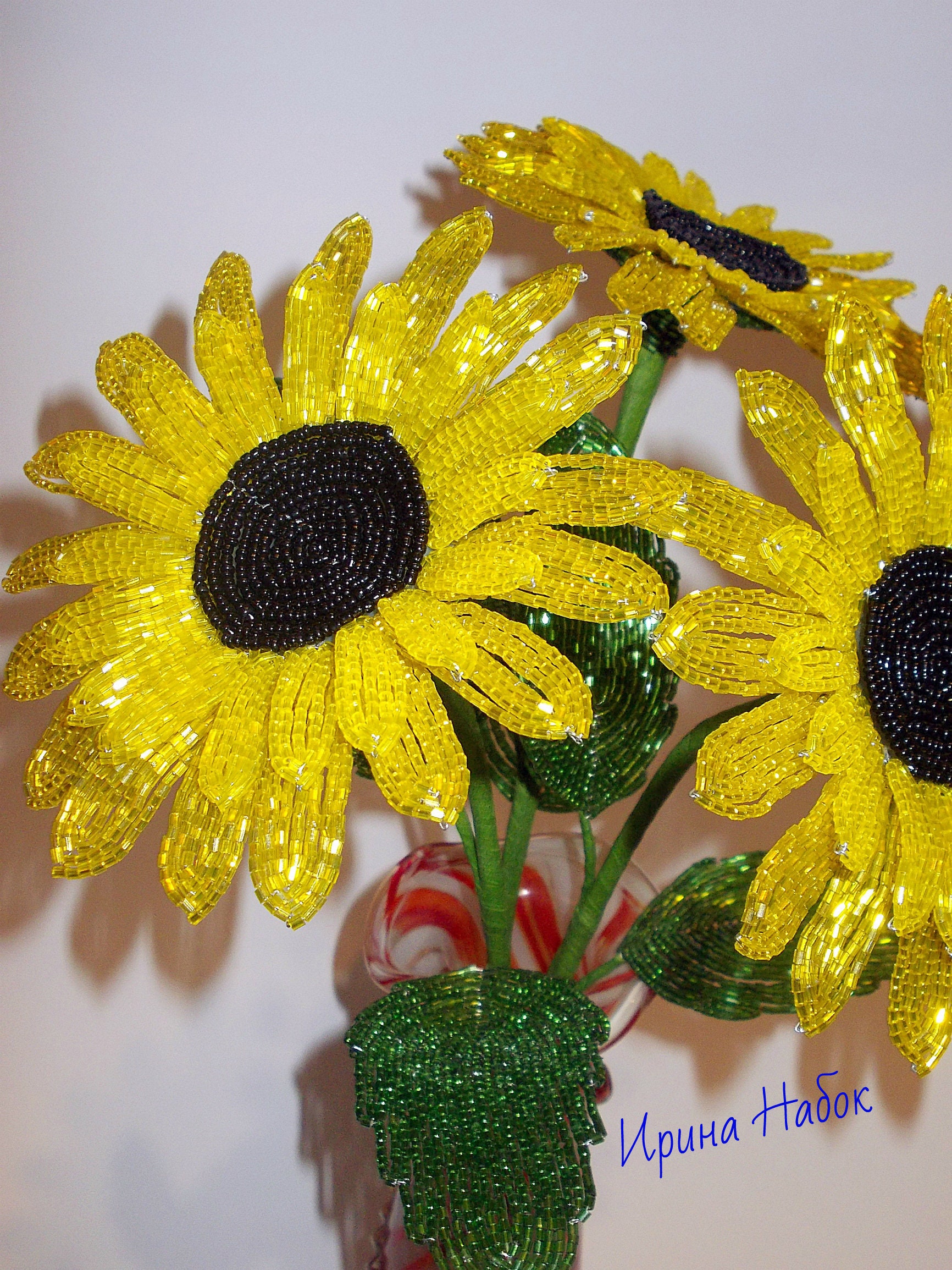 Beaded Flowers Sunflower From Beads Flowers for a Decor - Etsy