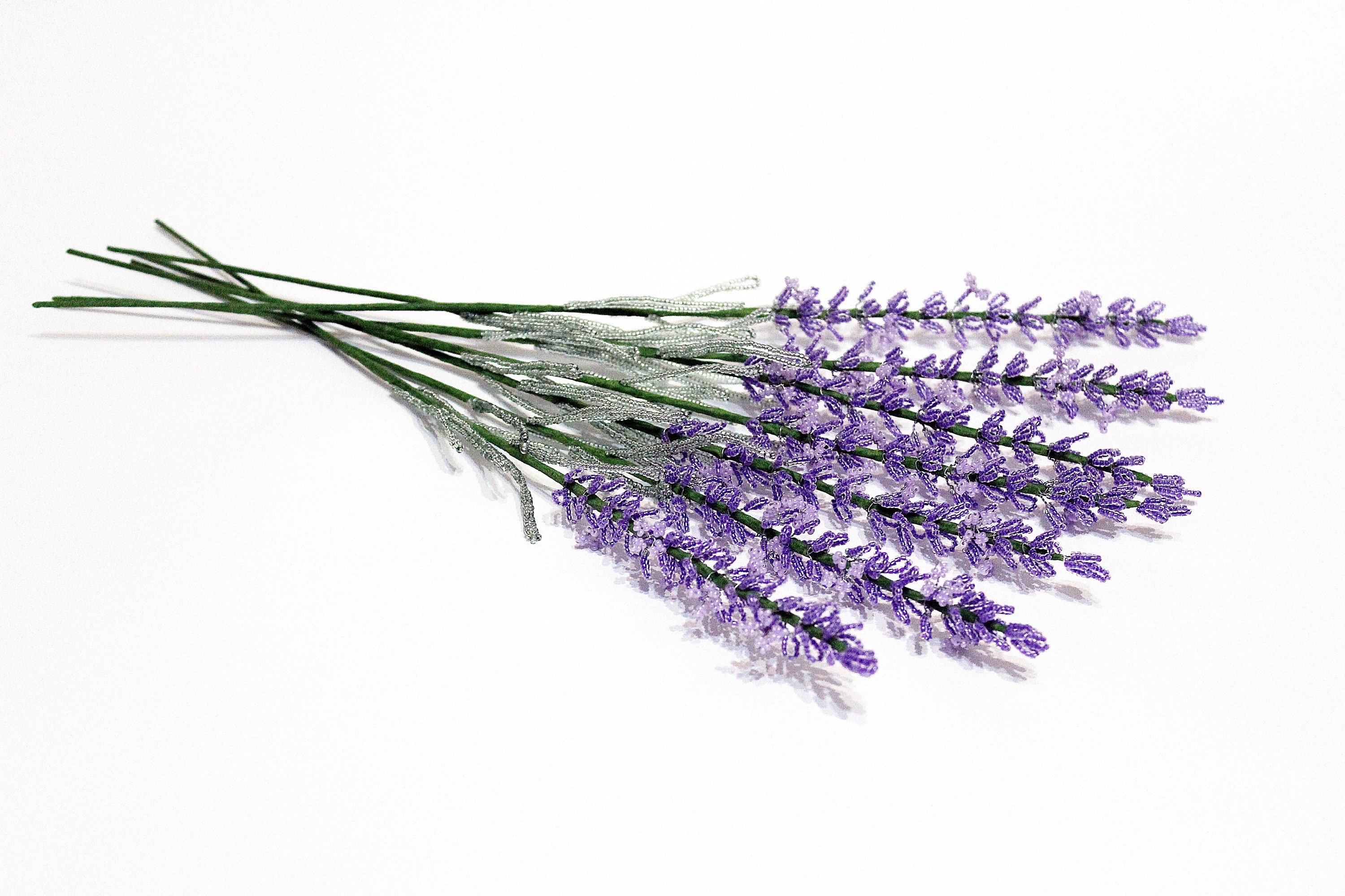 Set of 7 Lavender stems Lavender stems French beaded flower Etsy