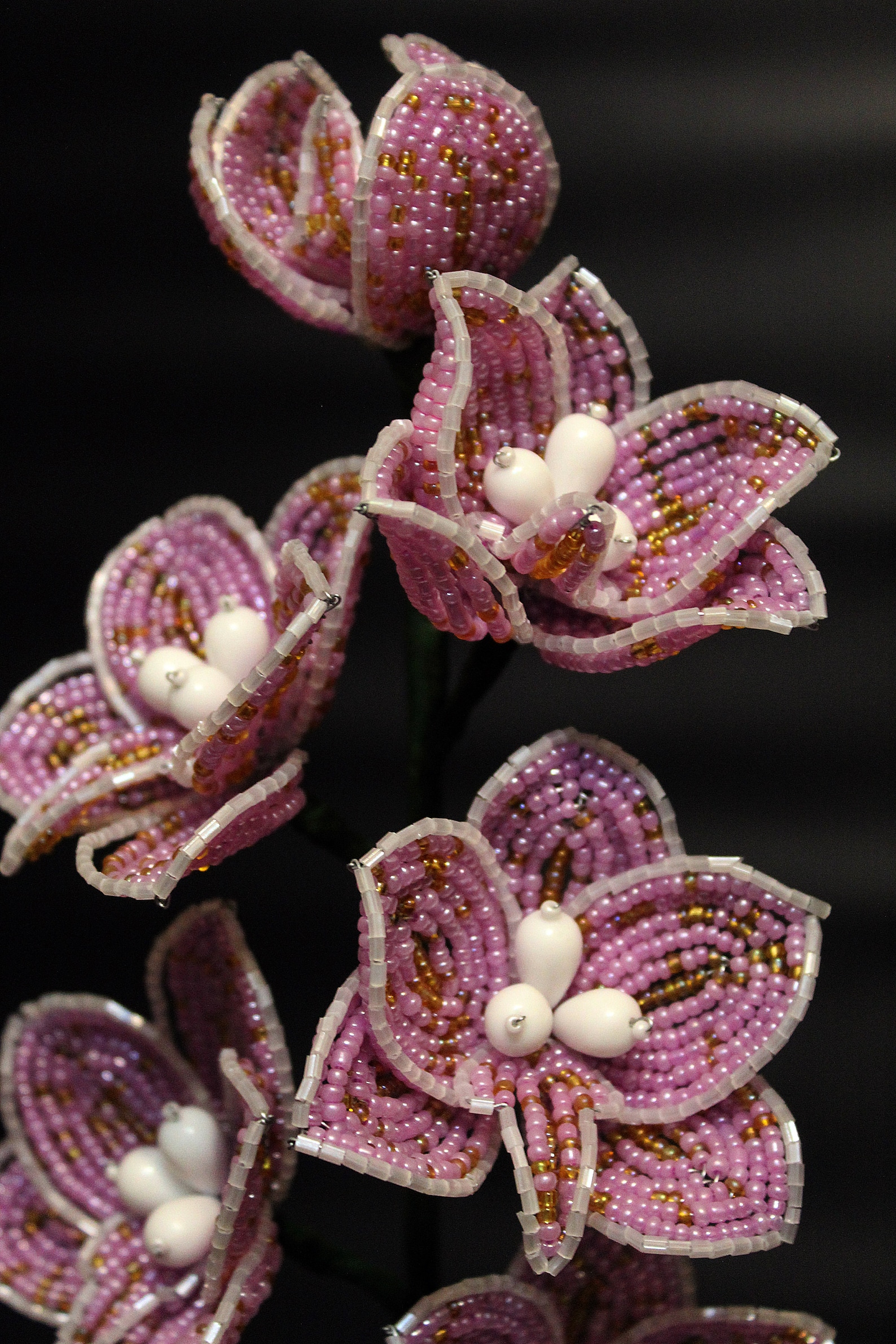 Beaded orchid French beaded flower beaded flower orchid Etsy