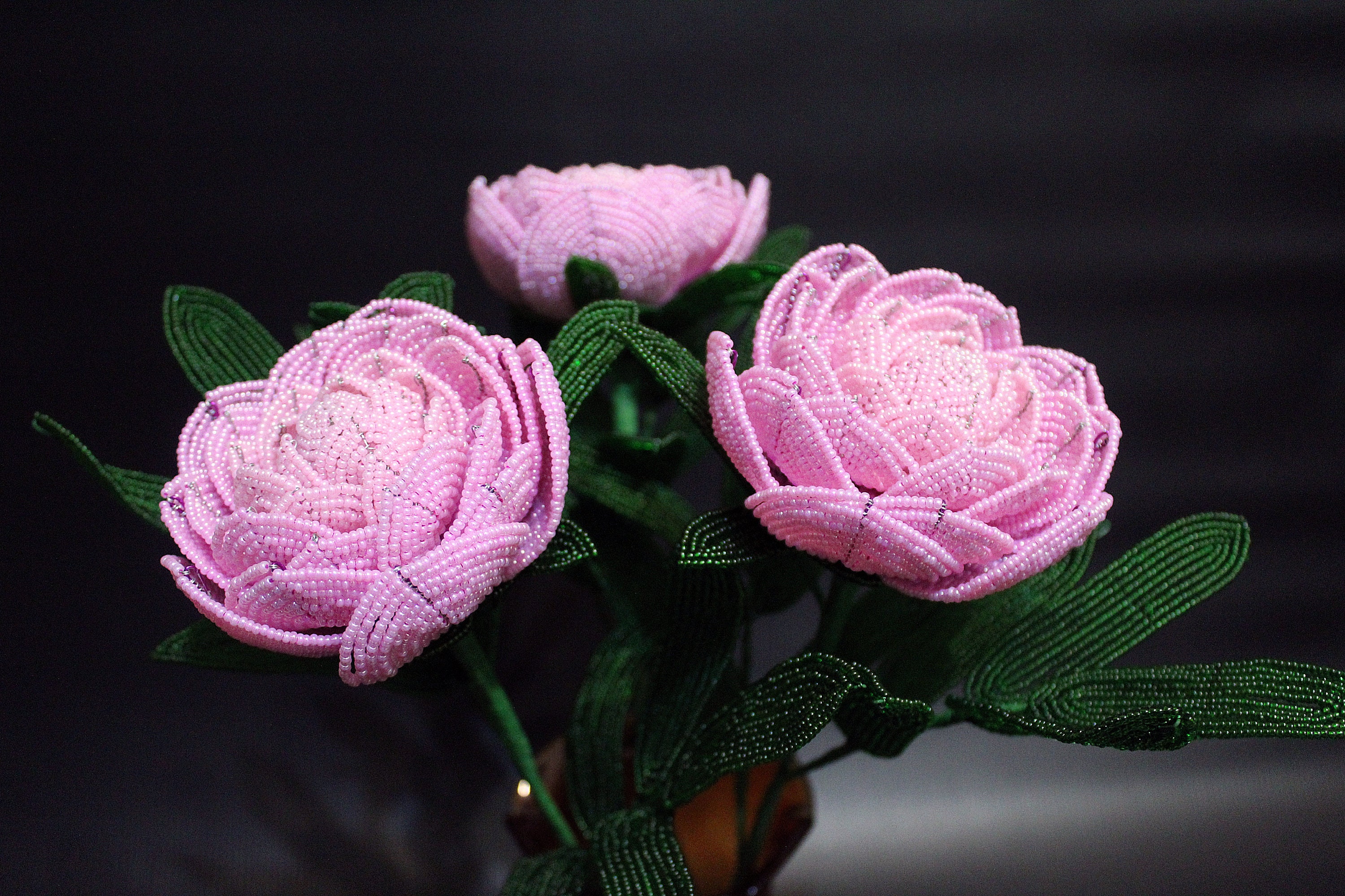 3 Peony Stems Set of 3 Peonies Peony Bouquet Beaded - Etsy