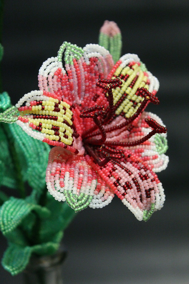 Alstroemeria French Beaded Flower Beaded Flowers Beaded Etsy