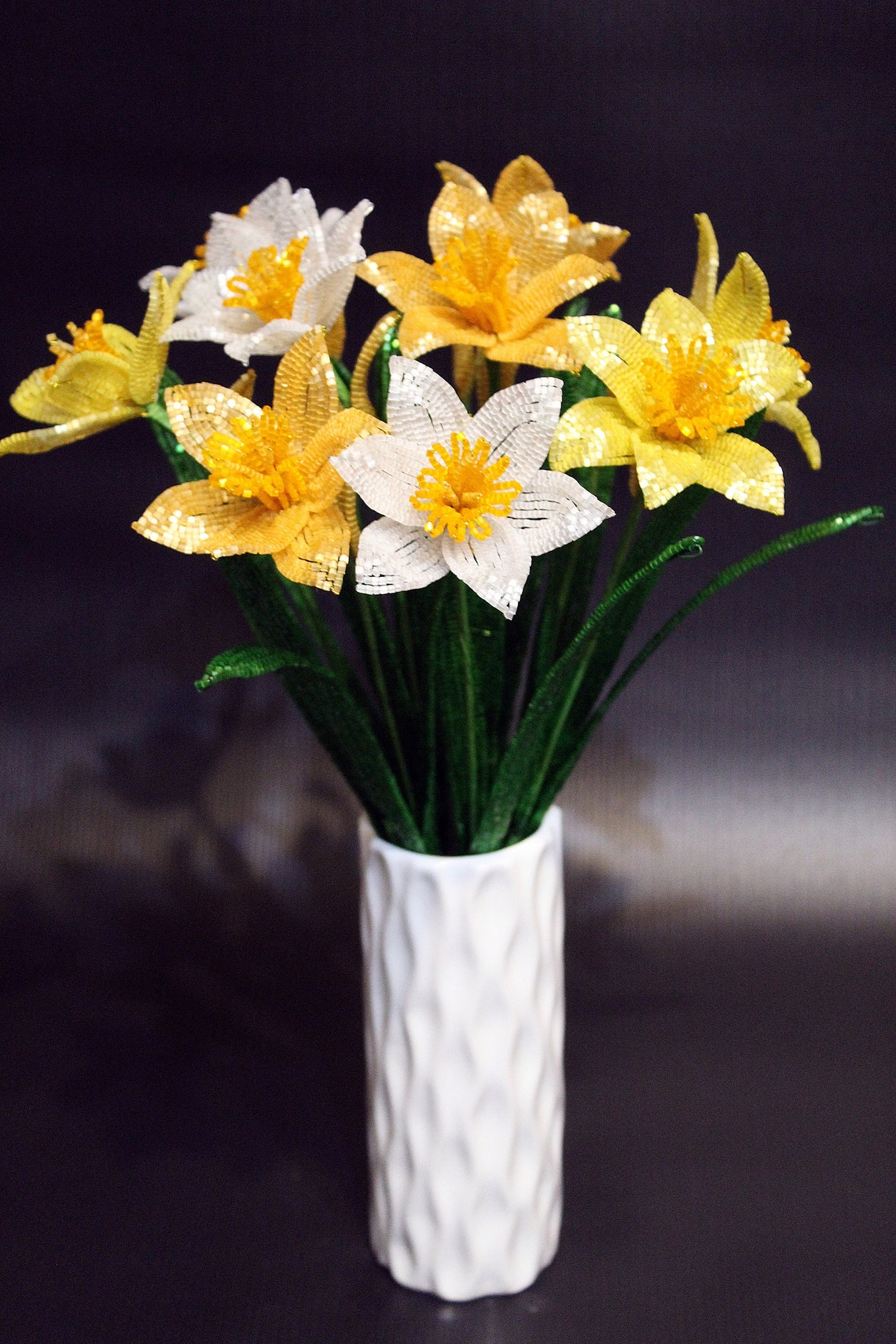 Daffodils Spring Flowers Beaded Flowers French Beaded Etsy