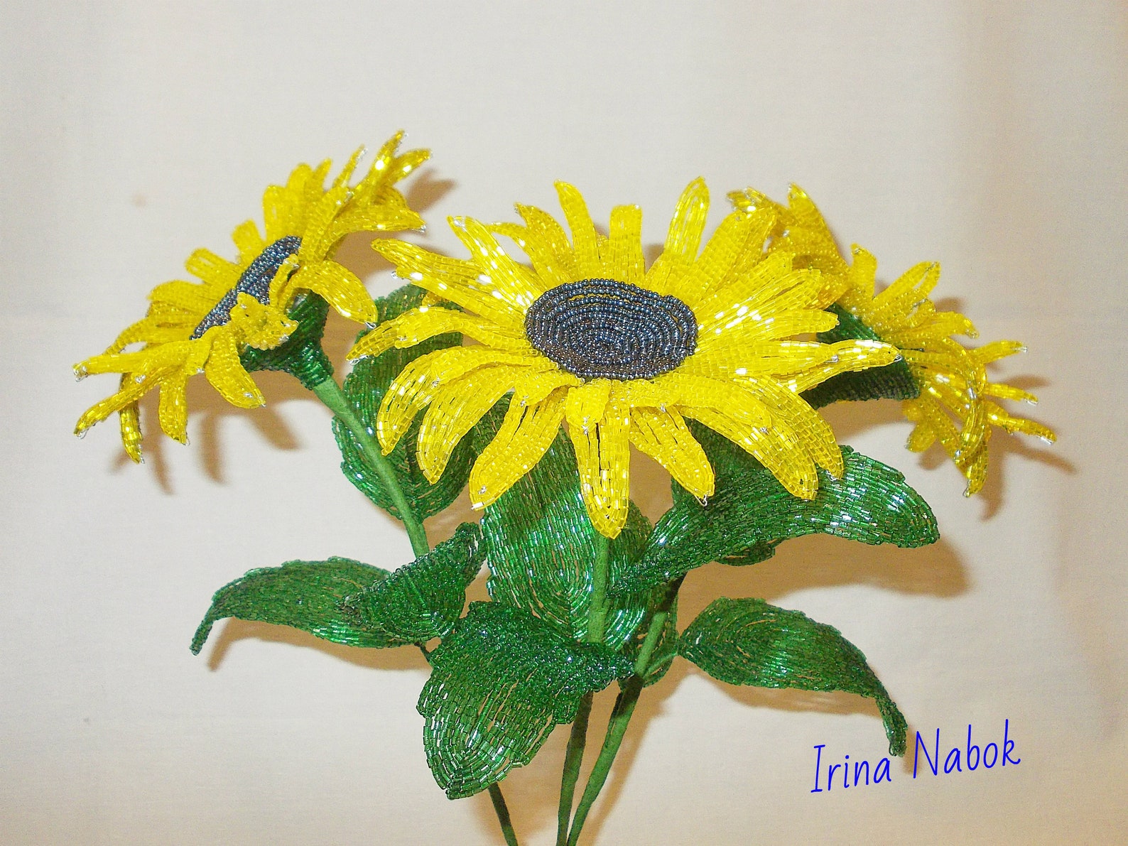 Set of 3 Sunflowers Sunflowers French Beaded Flower Beaded - Etsy
