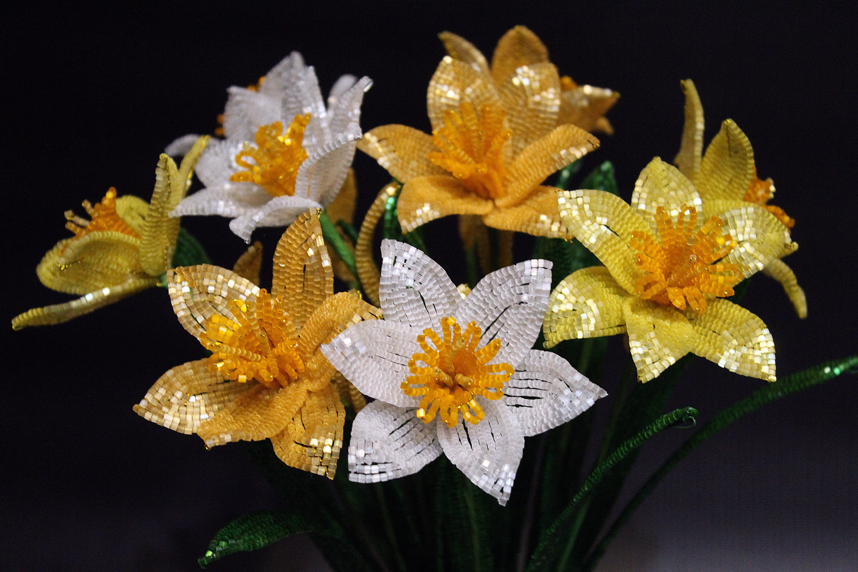 Daffodils Spring Flowers Beaded Flowers French Beaded Etsy