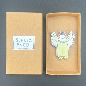 Streichholzschachtel mit Schutzengel, Gastgeschenk, Mitbringsel, Aufmerksamkeit, Gute Besserung, Engel