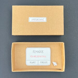 Matchbox met een herinnering, Je bent mooi, notitie, cadeau voor je favoriete persoon