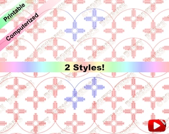 Zia Sun Symbol continuous line, edge to edge pantograph for quilting. Two styles included for the same price!