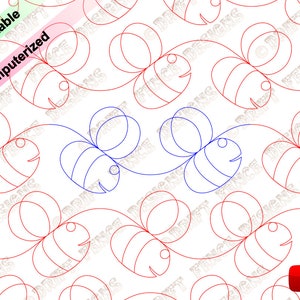 Flight of the Bumblebee. A continuous line, edge to edge pantograph for longarm quilting or embroidery.
