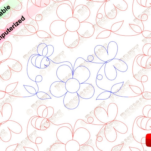 Bee Butterfly and Flower Continuous Line Edge to Edge Etsy