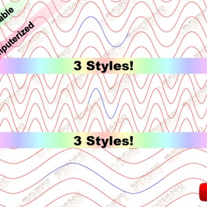 May include: A digital illustration of three different styles of wavy lines. The lines are red and blue. The text "3 Styles!" appears twice in the image.