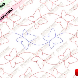 Flight of the Butterfly. A continuous line, edge to edge pantograph for longarm quilting or embroidery.