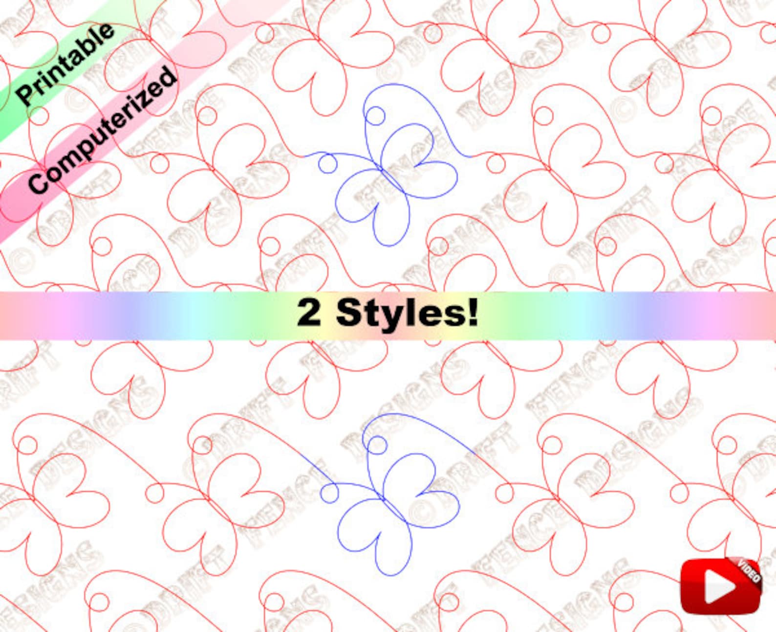 Butterfly Continuous Line, Edge to Edge Pantograph for Quilting. - Etsy