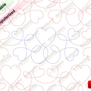 Hearts Loops continous line, edge to edge pantograph for quilting.