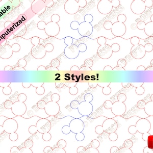 Mouse Ears continuous line, edge to edge pantograph for quilting.