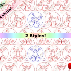 May include: Printable pattern featuring two styles of frog silhouettes. One style is a simple outline, the other is a frog with a round belly. The pattern is repeated on a white background.