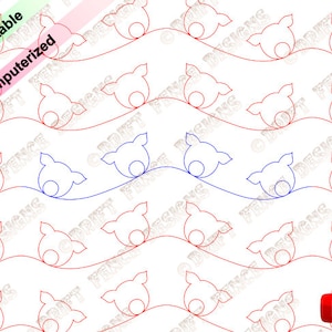 Oinkers a continuous line of pig faces for an edge to edge pantograph for quilting.