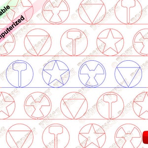 Super Hero Symbols continuous line, edge to edge pantograph for quilting.