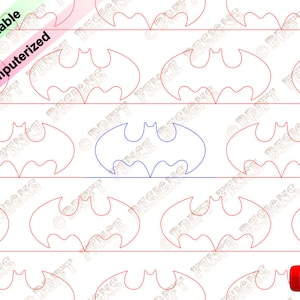 May include: A printable pattern of the Batman logo. The pattern is outlined in red and a single logo is outlined in blue. The text "Printable" and "Computerized" is visible in the top left corner of the image.