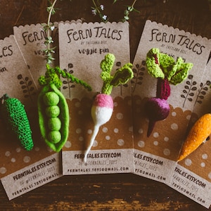 Handmade Felted Vegetable Pin for gardeners